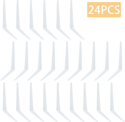 Mormchlots 24Pcs 12 10 Inch x White Shelf Brackets, Heavy-Duty Metal Steel Corner L Brackets for Shelves Shelf
