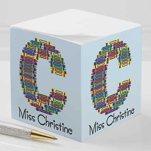Custom Crayon Letter Note Cube for Teachers - Personalized Gift