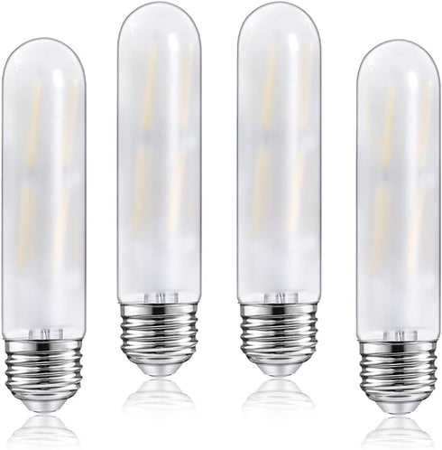 Dimmable T10 Frosted LED Tubular Bulb, 8W Warm White 2700K, E26 Base, 70 Watt Equivalent, 4 Pack for Desk Lamp