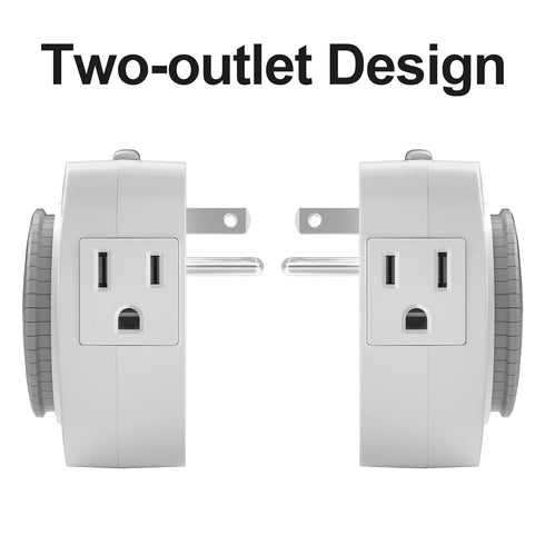 24 Hour Indoor Mechanical Timer with 2 Ground 3 Plug Socket Timer 30 min Daily on/Off Cycle for Lamps, Christmas Tree Lights, ETL Certified, White 2 Pack