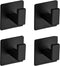 Bath Towel Hook, 4 Pack Self Adhesive Square Coat Hooks, Heavy Duty Stainless Steel Wall Hooks
