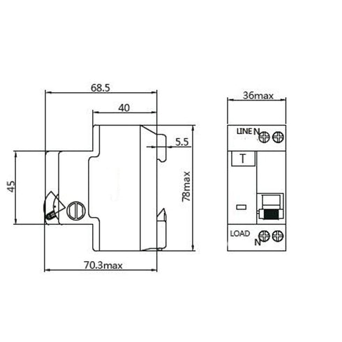 32A, 240V AC, 1 Pole + Neutral Pole, DIN Rail Mount Miniature Circuit Breaker, Trip Curve: C