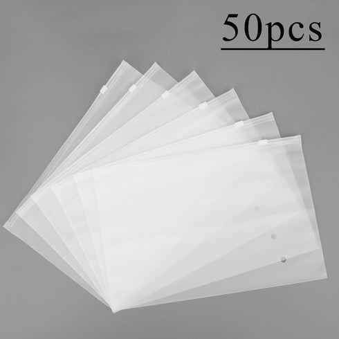 50Pcs Clothes Packaging Bags for Shipping, 12x10 inch Frosted Zipper Plastic Bags for T-Shirts, Pants, Documents, 3 Mil