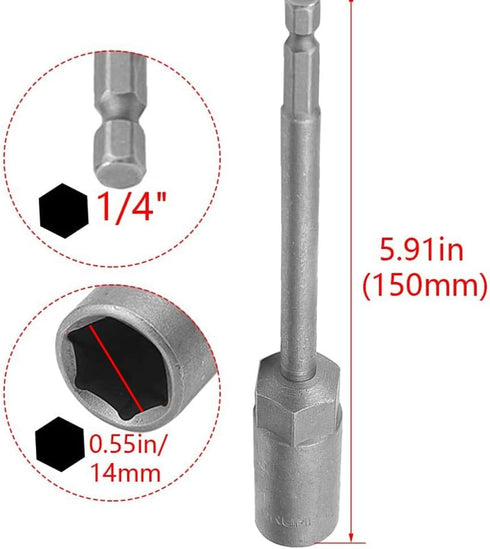 Utoolmart 1/4" Quick-Change Hex Shank Nut Setter Driver Drill Bit, 150mm Length, Metric No-magnetic, 1 Pcs
