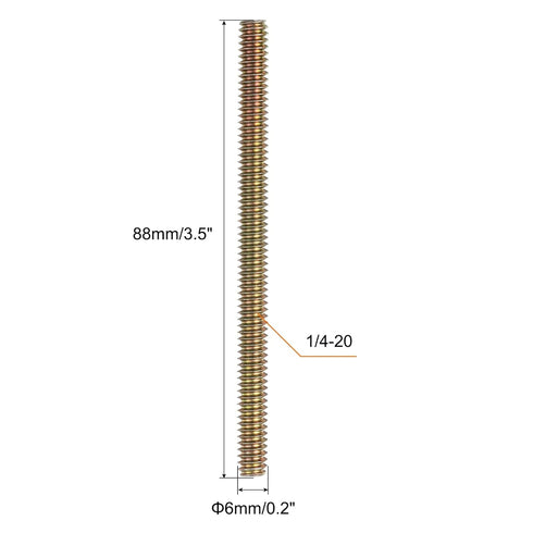 uxcell 8pcs Fully Threaded Rods 1/4x3-1/2" All Thread Studs Long Threaded Screw Carbon Steel for Furniture Garden Railing Mounting Assembly Fastening Frame Connection Colorful Zinc