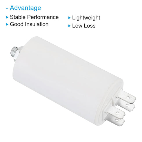 PATIKIL 10uf CBB60 Run Capacitor - AC 250V 4 Pins 50/60Hz Cylinder Bottom with M8 Screw for Washing Machine Pump Motor