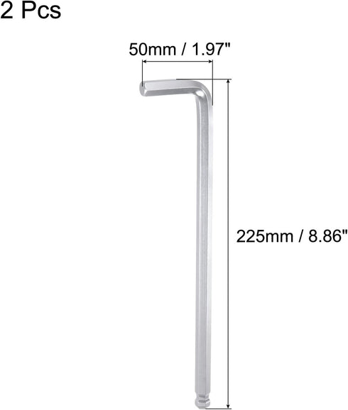 uxcell 3/8" Ball End Hex Key Wrench, L Shaped Long Arm CR-V Repairing Tool, SAE Sizes by uxcell