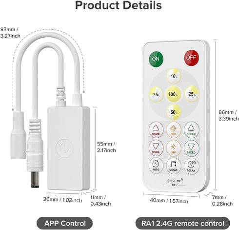 SEZO SP641E Single Color Music Bluetooth PWM LED Controller, Dynamic Effects Group Control for LED Strip, RF Remote/APP