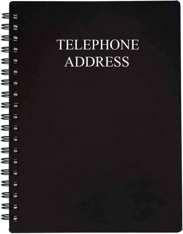 Telephone Address & Birthday Book with Tabs, Black 5x7 inch Address Log Book for Contacts, Phone Numbers, Addresses,
