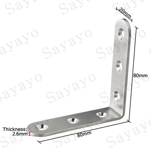 Generic 85mm 85mm 6-Piece Set L-Shaped Shelf Bracket Corner Shelf Angle Bracket Wall Mount * Stainless Steel Silver