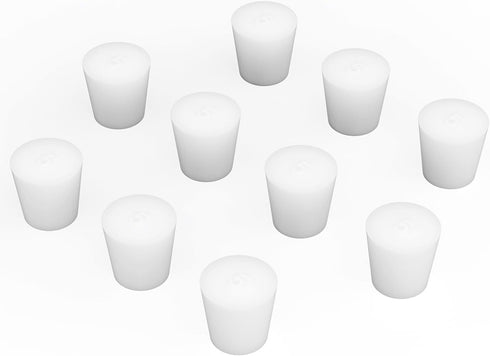 Silicone Rubber Stopper, 10-Pack, Size 5#, Tapered White Silicone Stoppers for Laboratory Sealing