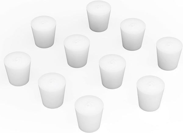 Silicone Rubber Stopper, 10-Pack, Size 5#, Tapered White Silicone Stoppers for Laboratory Sealing