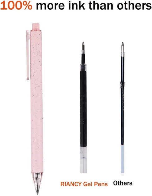 RIANCY Pink Pens, Black Ink Retractable Gel Pens, 0.6mm Smooth Writing, Cute Journaling Pens for Men Women Students