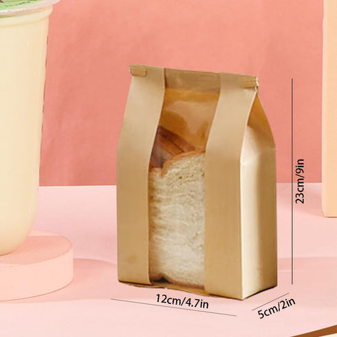 Amsthow 30 Pack 11.8 4.7 3.5-inch Packaging Small Bread Bags with Window Paper Sourdough Sandwich Fold Loaf x x Brown