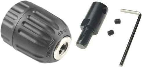 CHANCS 0.8mm-10mm Drill Chuck, 3/8-24UNF Threaded Connecting Rod for Keyless Drill Bits, Great Clamping Force
