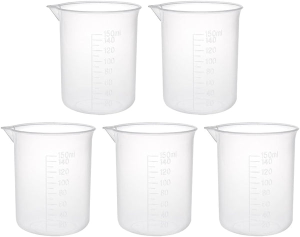 uxcell 5pcs Measuring Cup Labs PP Graduated Beakers, 150ml