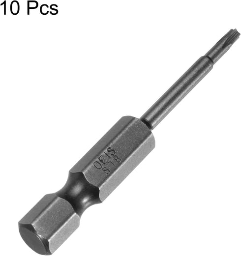 10ps TS8 Star 5 Point Screwdriver Bit 1/4" Hex Shank 2" Length Magnetic Security Torx Head Screw Driver