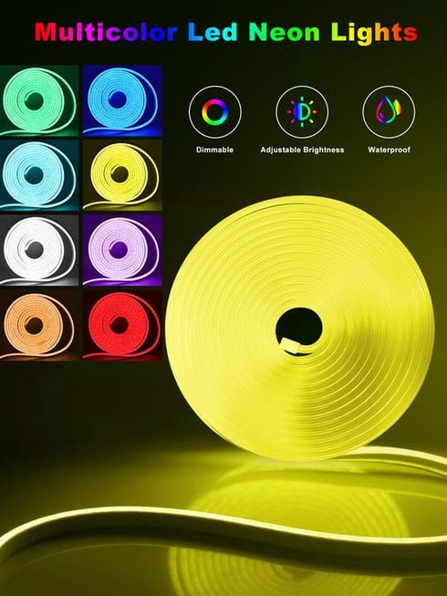 Ledagic 10ft IP65 Rgb Led Neon Rope Lights with Remote App Control, Waterproof Neon Strip Lights for Outdoor, DIY