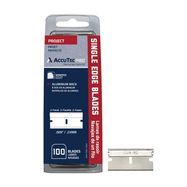 AccuTec Pro Single Edge Aluminum Backed Razor Utility Blades with Display -