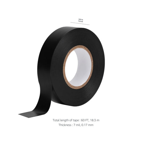 Amazon Basics Electrical Tape, 3/4-inch by 60-feet, Black, 6-Pack for Home DIY and Repairs