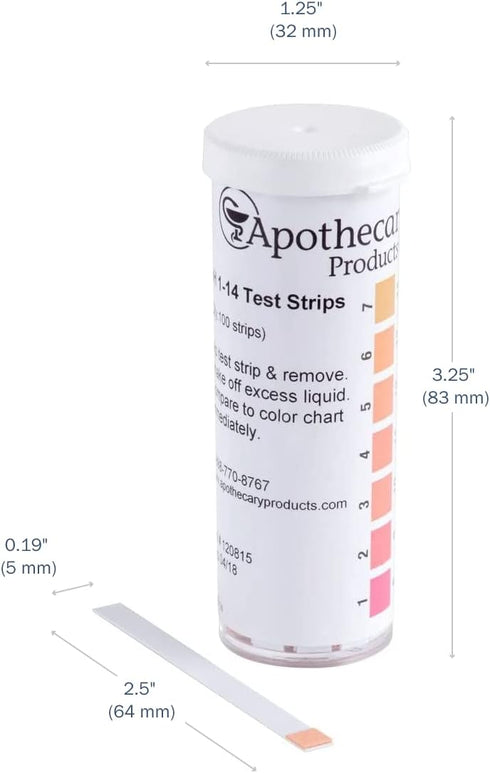 Apothecary Products Universal pH Test Strips, pH Tester for School, Science, Lab (Pack of 100)