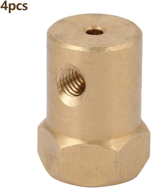 Hex Coupler, 4Pcs Premium Brass Motor Shaft Connector for RC Motor Car Wheels Tires (Bore Diameter 2mm)