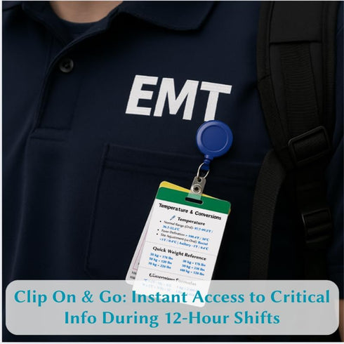 Generic Set 13 Complete EMT Badge Card of Cards - Waterproof Pocket Guide with Vital Signs & EKG - Essential Gear