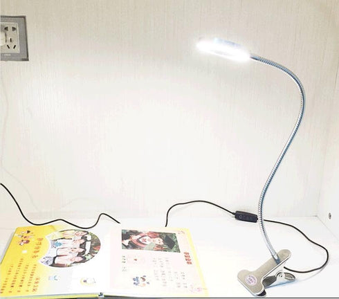 USB Desk Light with Clip, LED Eye-Caring Reading Light with 3 Color Modes, 10 Brightness Levels