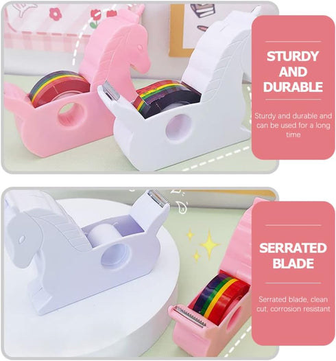 STOBOK 2pcs Cartoon Tape Dispenser, Rainbow Tape Holder and Washi Paper Cutter for Office Home