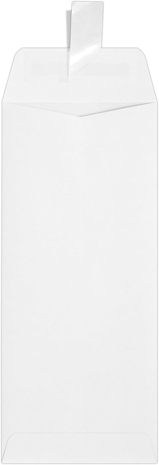 LUXPaper #10 Policy Business Envelopes - 50 Qty - Peel & Press Bright White 4 1/8" x 9 1/2" 80lb Text