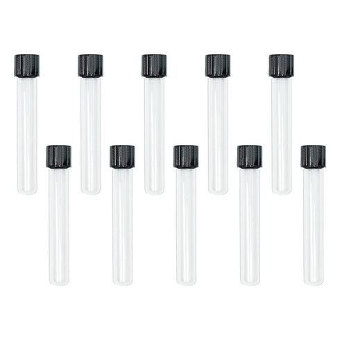 16x100mm Glass Test Tubes with Black Screw Cap, 10ml Boro Glass for Scientific Experiments, Pack of 10