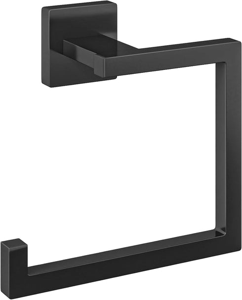 Matte Black Square Towel Ring, Multifunctional Toilet Paper and Hand Towel Holder