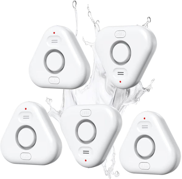STECHRO 5 Pack Water Leak Detectors for Home, 4 Levels Adjustable Audio 0-120dB