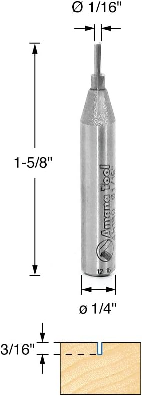 Amana Tool - 45190 Solid Carbide Cutting Edge Straight Plunge - High Production 1/16 Dia x 3
