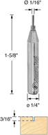 Amana Tool - 45190 Solid Carbide Cutting Edge Straight Plunge - High Production 1/16 Dia x 3
