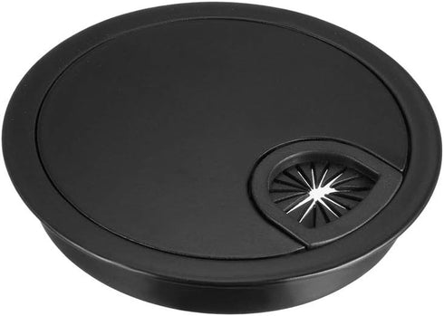 uxcell Cable Hole Cover - 3.1Inch/80mm Zinc Alloy Desk Wire Cord Grommets for Office PC Desk Cable Organizer, Black