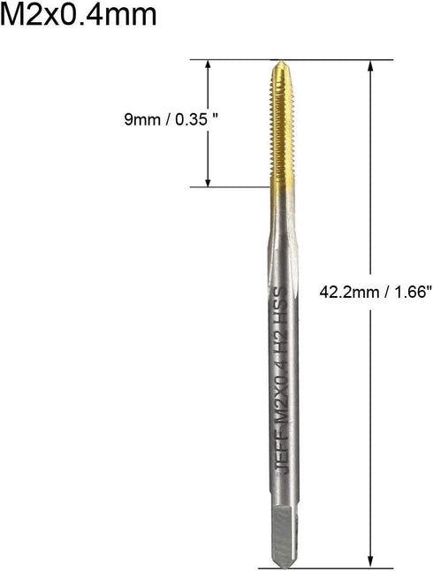 uxcell Metric Machine Tap M2 x 0.4mm H2 Titanium Coated High Speed Steel Screw Thread Tapping Tool