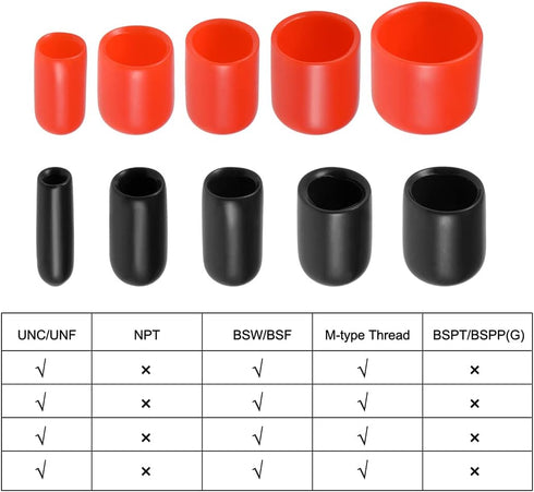 uxcell 50pcs Rubber End Caps, 1/2-inch(13mm) ID Vinyl Round Tube Bolt Cap Cover, Red