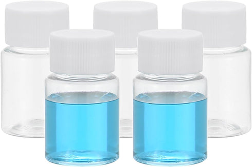 PATIKIL 5 Pcs 15ml Reagent Bottles: PET Wide Mouth Round Bottles with Screw Cap for Lab Liquid Sample Storage