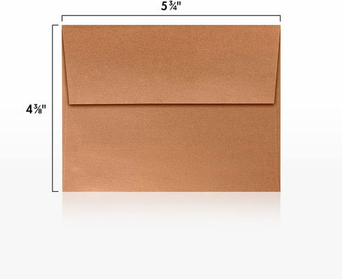 LUXPaper A2 Invitation Envelopes | 4 3/8" x 5 3/4" | Copper Metallic | 80lb. Text | 50 Qty | Peel & Press