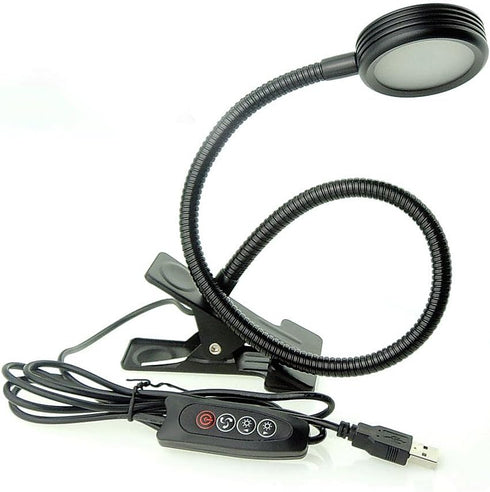 Dimmable 3 3 QUANS Clip on Clamp LED Gooseneck Desk Light Lamp, Clip-on Color Changeable Reading Lights, C-Clamp