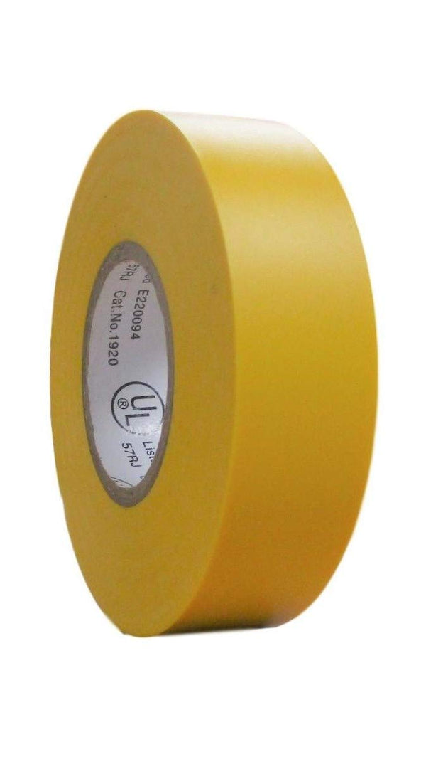 Colored Electrical Tape - PVC General Purpose, Waterproof, Flame Retardant, UL Listed - 60’ x 3/4" x 0.07" (1 Pk Yellow)