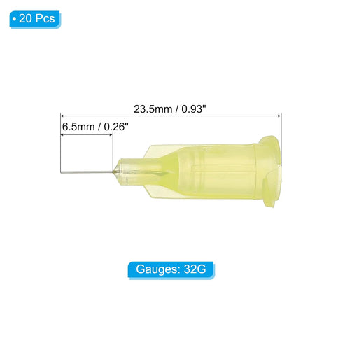 PATIKIL Blunt Tip Dispensing Needles 32G, 20 Pcs 0.26 Inch Industrial Liquid Dispenser Needle with Lure Lock for Refilling Liquid Ink Adhesive Glue, Yellow