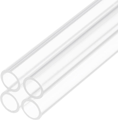 10" Clear Plastic Rigid Pipe, 6mm x 8mm (1/4" x 5/16"), Acrylic Tube for Plumbing, Hydraulics, DIY - 4Pcs