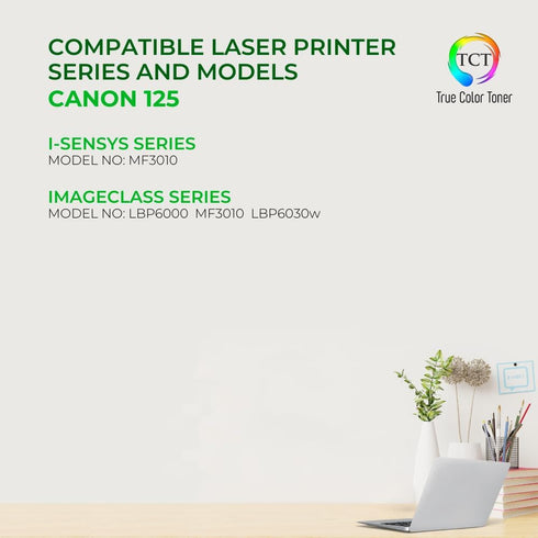 TCT Premium Compatible Toner Cartridge for Canon 125 3484B001AA Black, Works with ImageClass Printers
