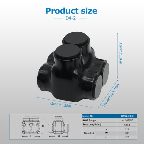3-Pack 4-14AWG 2 MAKERELE Insulated Inline Splice/Multi Tap Connectors, Port Pre-Filled Oxide Inhibitor Connectors