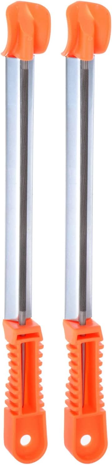 2pcs Chainsaw File, 11/64" (4.5mm) Round Rasp Chrome Steel with Sharpening Guide Handle
