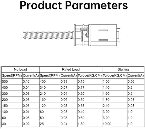 DC 6V Gear Motor High Electric with Long M355MM Screw Thread Output Shaft 30/60/100/150/200/300/400/500RPM