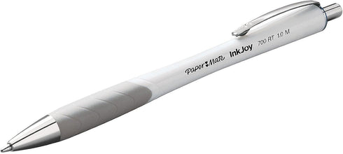 Paper Mate Inkjoy 700 Rt Ballpoint Pen, Retractable, Medium 1mm, Blue Ink, White/Blue Barrel, Dozen