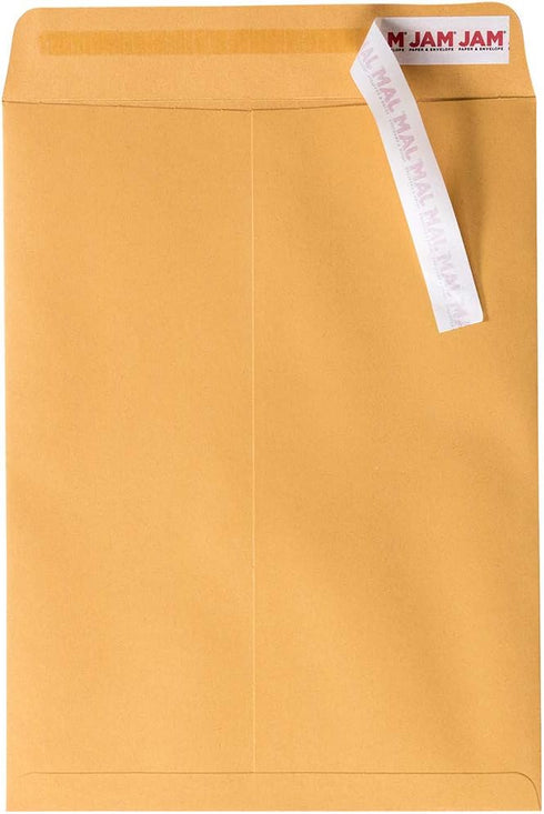 JAM PAPER 9 x 12 Open End Catalog Premium Envelopes with Peel and Seal Closure - Brown Kraft Manila - 50/Pack by JAM Paper